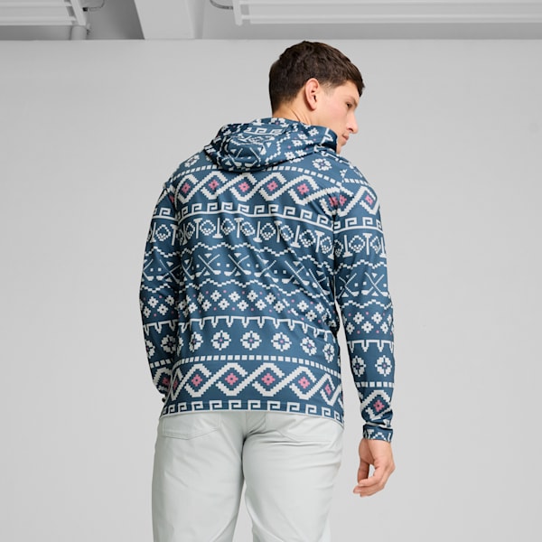 Fair Isle Golf Hoodie Men, Blue Horizon-White Glow, extralarge-GBR