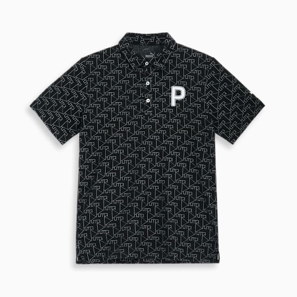 メンズ ゴルフ パイル ジャカード Pロゴ 半袖 ポロシャツ, PUMA Black, extralarge-JPN