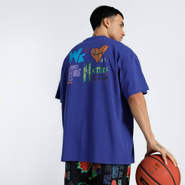 Getting Crafty Basketball Oversized Fit Unisex Tee, Lapis Lazuli, extralarge-IND