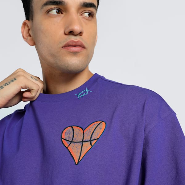 Getting Crafty Basketball Oversized Fit Unisex Tee, Lapis Lazuli, extralarge-IND