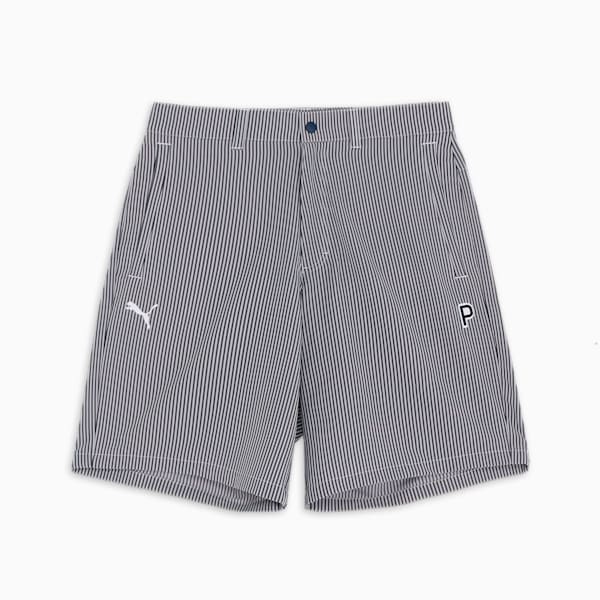 メンズ ゴルフ P ストレッチ シアサッカー ワイド ショートパンツ, Deep Navy-White Glow, extralarge-JPN