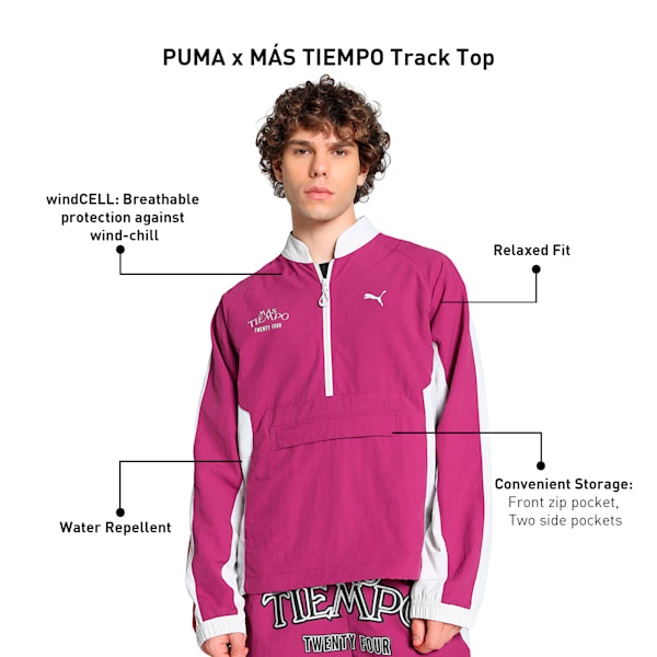 PUMA x MÁS TIEMPO Men's Relaxed Fit Track Top, Magenta Gleam, extralarge-IND