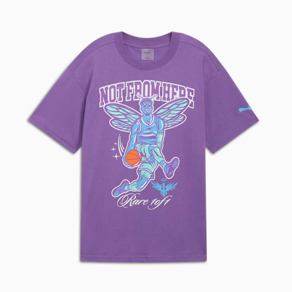 Playera de baloncesto PUMA x LAMELO BALL CHARLOTTE para hombre, Purple Glimmer, extralarge