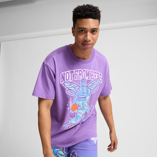 Playera de baloncesto PUMA x LAMELO BALL CHARLOTTE para hombre, Purple Glimmer, extralarge
