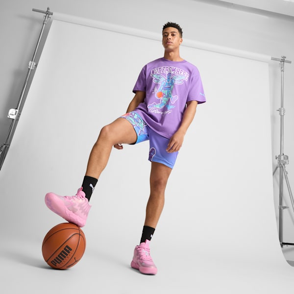 Playera de baloncesto PUMA x LAMELO BALL CHARLOTTE para hombre, Purple Glimmer, extralarge