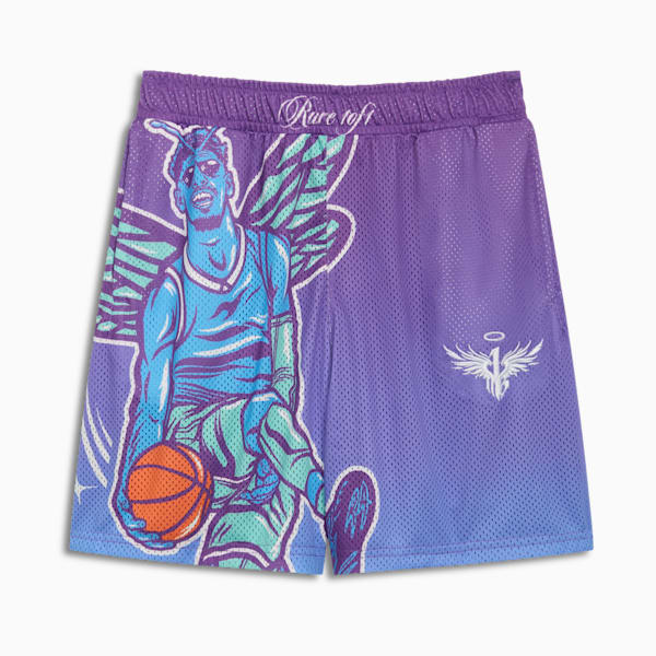 PUMA x LAMELO BALL CHARLOTTE Men's Graphic Basketball Shorts, Purple Glimmer-AOP, extralarge