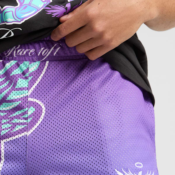 Shorts de baloncesto con estampado PUMA x LAMELO BALL CHARLOTTE para hombre, Purple Glimmer-AOP, extralarge
