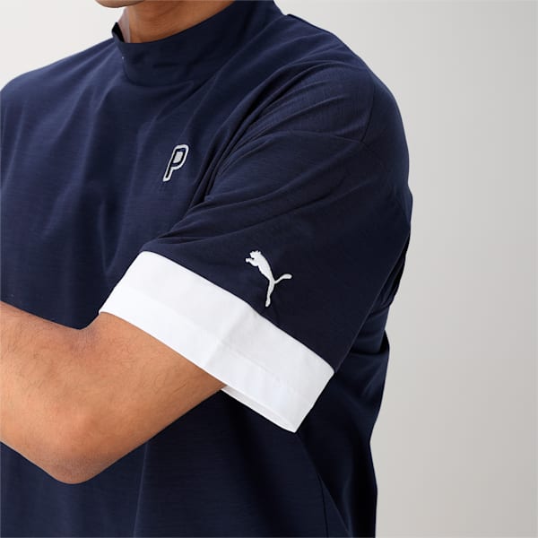 メンズ ゴルフ P ストレッチ CB リラックス モックネック 半袖 シャツ, Deep Navy, extralarge-JPN