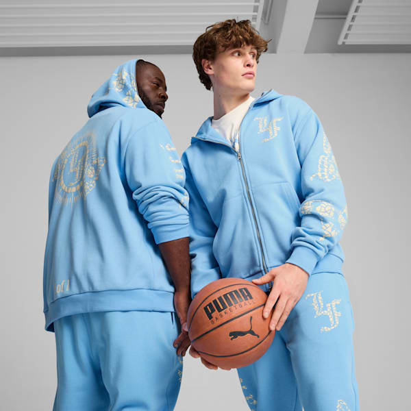 Veste de survêtement molletonnée avec fermeture éclair PUMA x LAMELO BALL LAFRANCÉ Mosaic Homme, Team Light Blue, extralarge