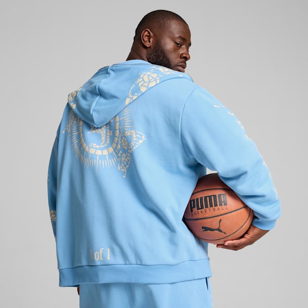 Veste de survêtement molletonnée avec fermeture éclair PUMA x LAMELO BALL LAFRANCÉ Mosaic Homme, Team Light Blue, extralarge