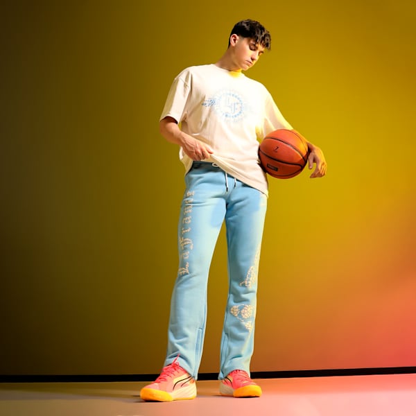 PUMA HOOPS x LAFRANCÉ Mosaic Men's Basketball Sweatpants, Team Light Blue, extralarge-IND