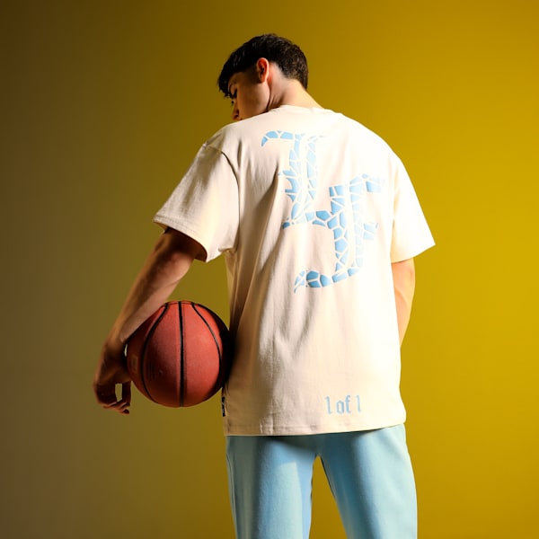 PUMA HOOPS x LAFRANCÉ Mosaic Men's Relaxed Fit Basketball Tee, Alpine Snow, extralarge-IND