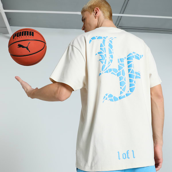 PUMA HOOPS x LAFRANCÉ Mosaic Men's Relaxed Fit Basketball Tee, Alpine Snow, extralarge-IND