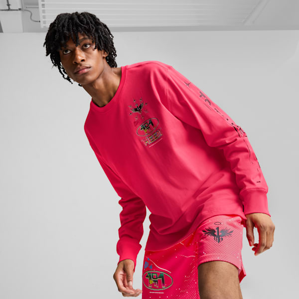 PUMA x LAMELO BALL 1Love Men's Long Sleeve Basketball Tee, Pink Alert, extralarge