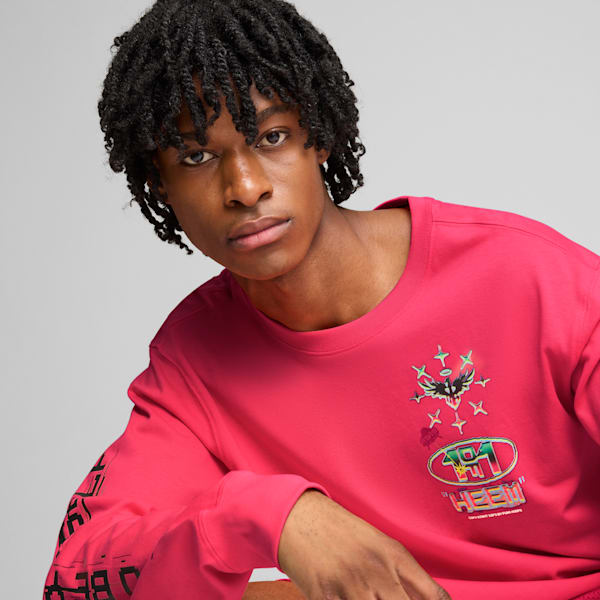 PUMA x LAMELO BALL 1Love Men's Long Sleeve Basketball Tee, Pink Alert, extralarge