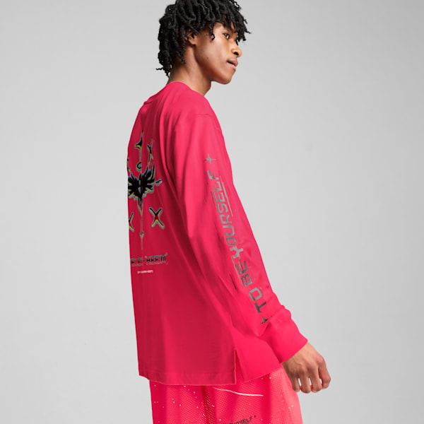 PUMA x LAMELO BALL 1Love Men's Long Sleeve Basketball Tee, Pink Alert, extralarge