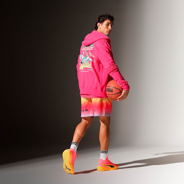 MELO 1Love Full-Zip Men's Oversized Basketball Hoodie, Pink Alert, extralarge-IND