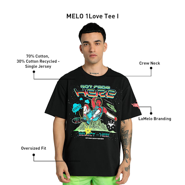 MELO 1Love Men's Oversized Fit Basketball Tee, PUMA Black, extralarge-IND