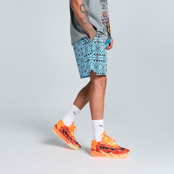HOOPS x LAFRANCÉ Mosaic Men's Relaxed Fit Basketball Shorts, Team Light Blue-AOP, extralarge-IND