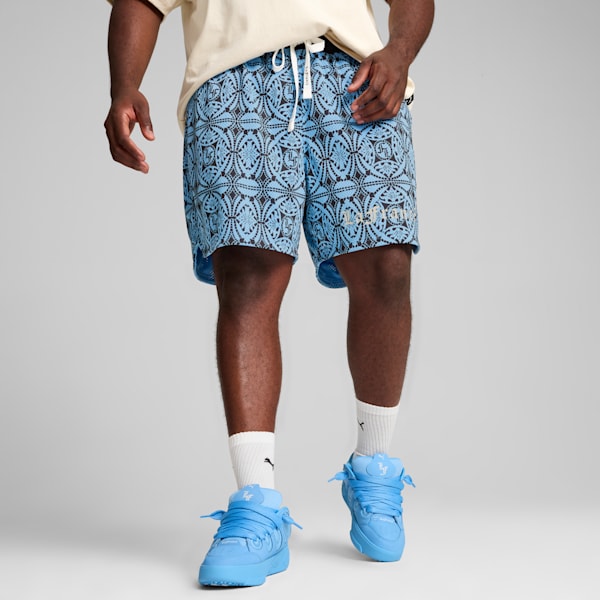 Short PUMA HOOPS x LAFRANCÉ Mosaic Homme, Team Light Blue-AOP, extralarge