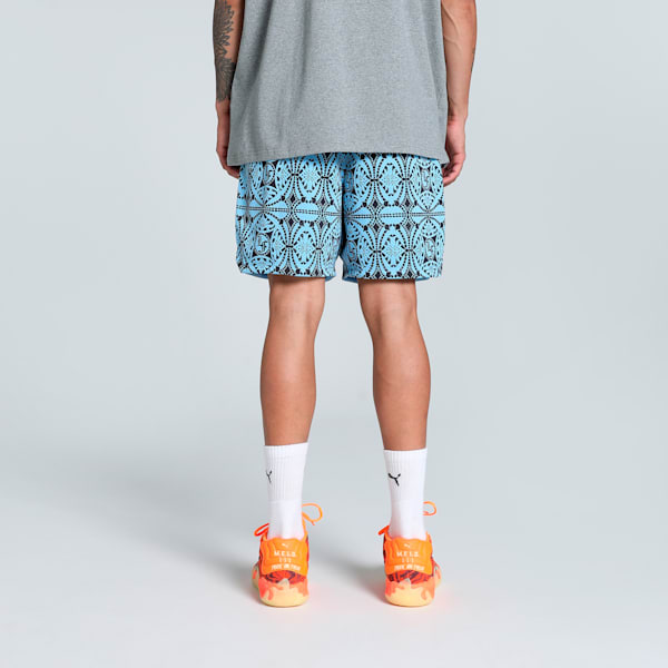 HOOPS x LAFRANCÉ Mosaic Men's Relaxed Fit Basketball Shorts, Team Light Blue-AOP, extralarge-IND