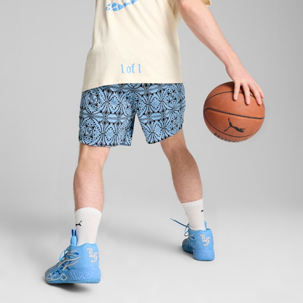 Short PUMA HOOPS x LAFRANCÉ Mosaic Homme, Team Light Blue-AOP, extralarge