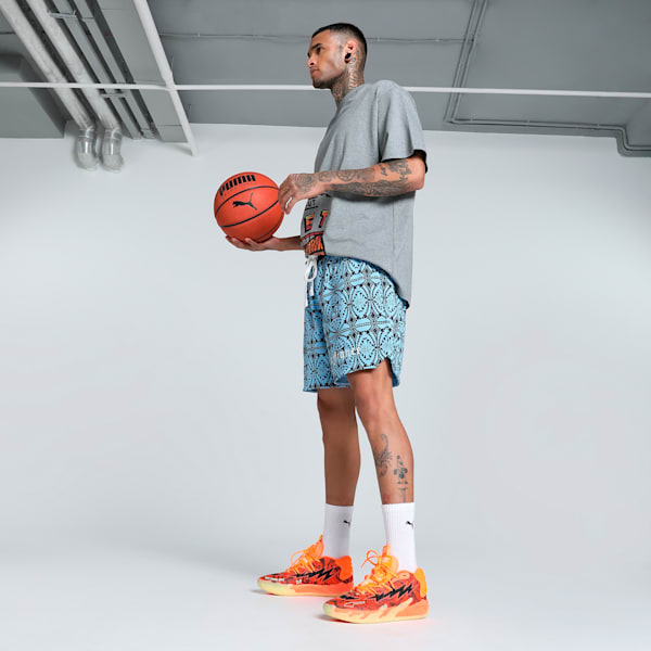 HOOPS x LAFRANCÉ Mosaic Men's Relaxed Fit Basketball Shorts, Team Light Blue-AOP, extralarge-IND