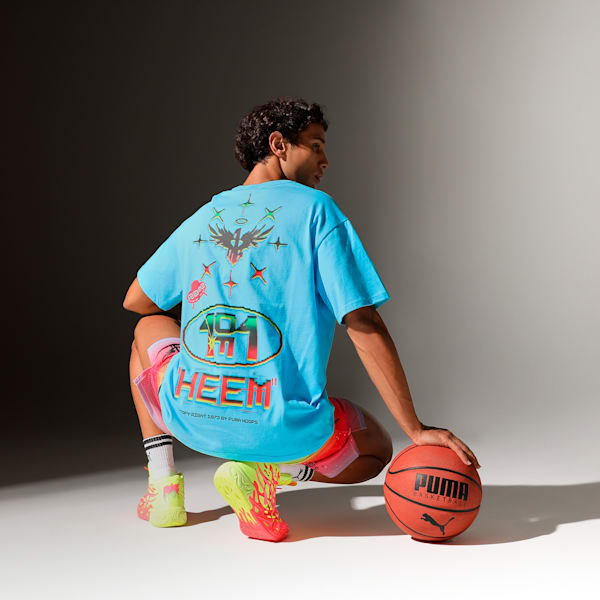 MELO 1Love Men's Oversized Fit Basketball Tee, Bright Aqua, extralarge-IND