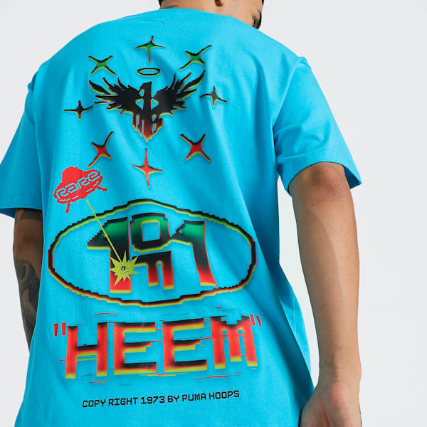 MELO 1Love Men's Oversized Fit Basketball Tee, Bright Aqua, extralarge-IND