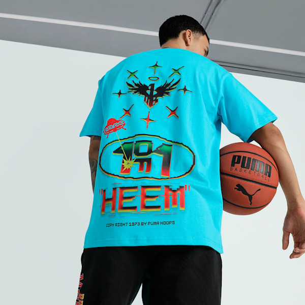 MELO 1Love Men's Oversized Fit Basketball Tee, Bright Aqua, extralarge-IND