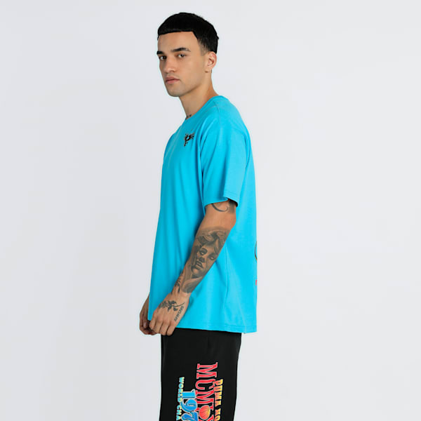 MELO 1Love Men's Oversized Fit Basketball Tee, Bright Aqua, extralarge-IND