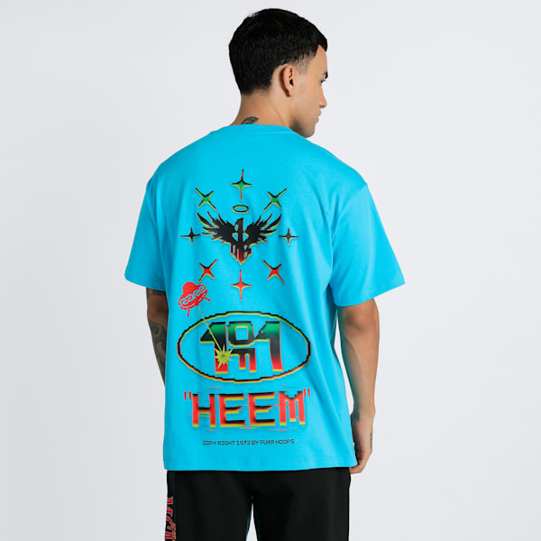 MELO 1Love Men's Oversized Fit Basketball Tee, Bright Aqua, extralarge-IND