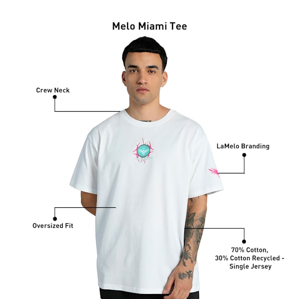 Melo Miami Men's Oversized Fit Basketball Tee, PUMA White, extralarge-IND