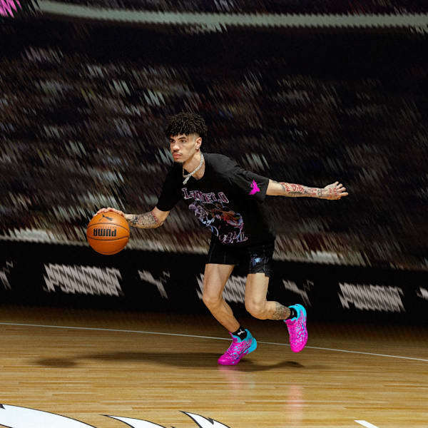 メンズ バスケットボール シグネチャー MELO IRIDESCENT HORNETS 半袖 Tシャツ, PUMA Black, extralarge-JPN