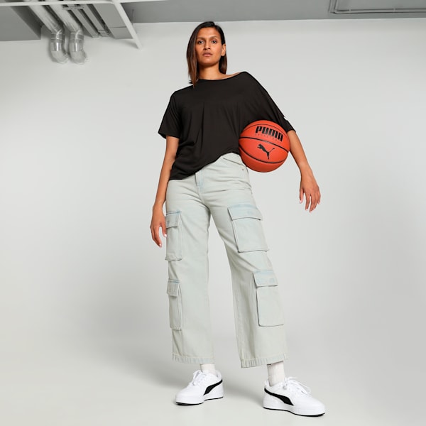 STEWIE TOKYO Women's Relaxed Fit Basketball Tee, PUMA Black, extralarge-IND