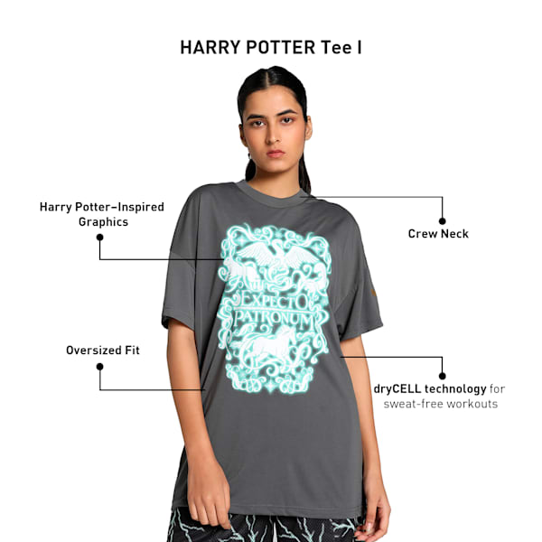 HOOPS x HARRY POTTER™ Women's Oversized Basketball Tee, Shadow Gray, extralarge-IND