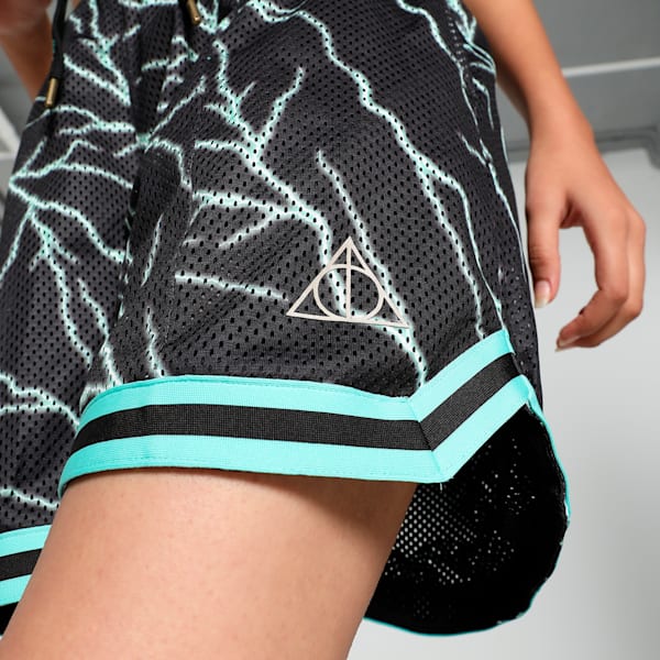 PUMA HOOPS x HARRY POTTER™ Women's Relaxed Fit Basketball Shorts, PUMA Black-AOP, extralarge-IND