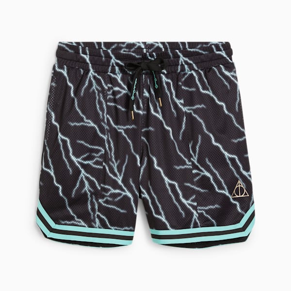 Shorts de basquetbol para mujer PUMA HOOPS x HARRY POTTER, PUMA Black-AOP, extralarge