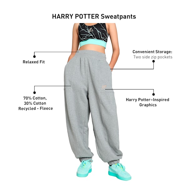 HOOPS x HARRY POTTER™ Women's Relaxed Fit Basketball Sweatpants, Medium Gray Heather, extralarge-IND