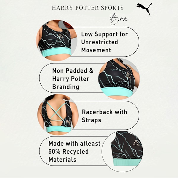 HOOPS x HARRY POTTER™ Women's Sports Bra, PUMA Black-AOP, extralarge-IND