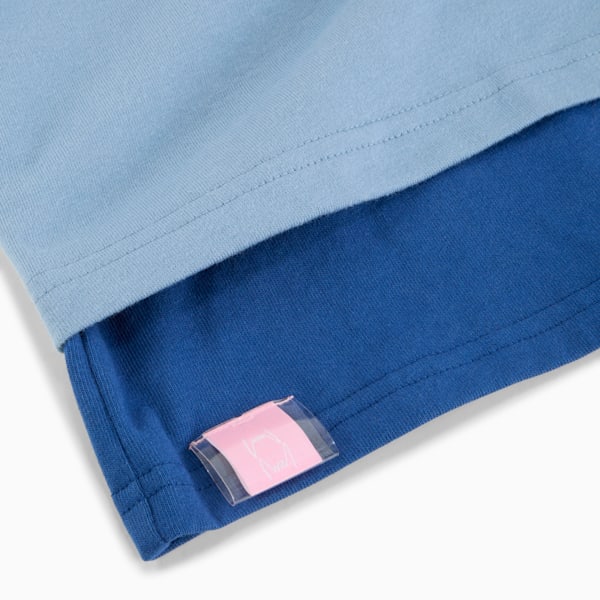 Blue PUMA T-shirt for adults, featuring a two-tone design and brand tag.