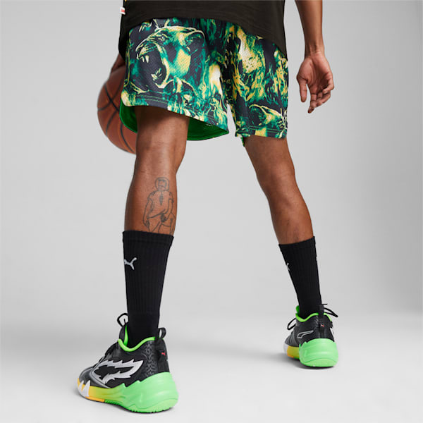 PUMA HOOPS x 2K Men's Shorts, PUMA Green-PUMA Black-AOP, extralarge