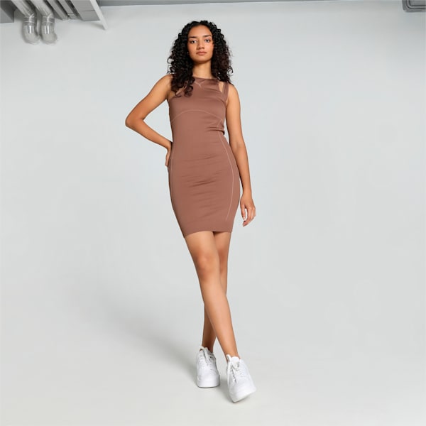 DARE TO Women's Slim Fit Dress, Brown Mushroom, extralarge-IND