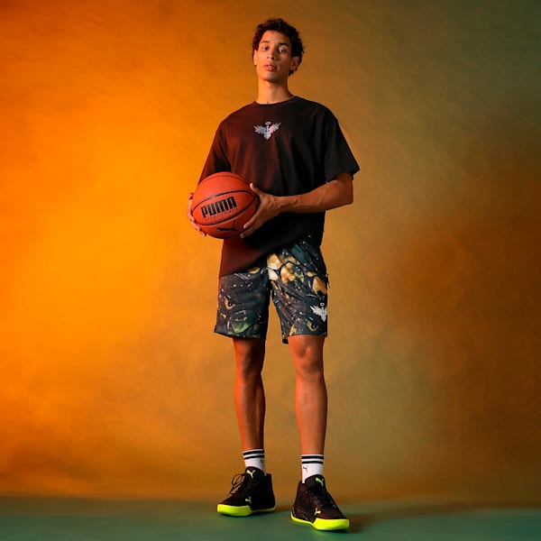 Melo 50th Men's Relaxed Fit Basketball Shorts, PUMA Black-AOP, extralarge-IND