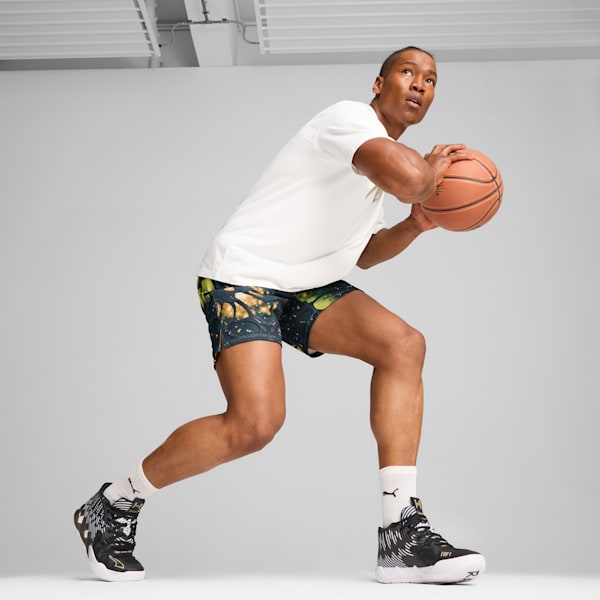 Short de basquetbol PUMA x LAMELO BALL para hombre, PUMA Black-AOP, extralarge
