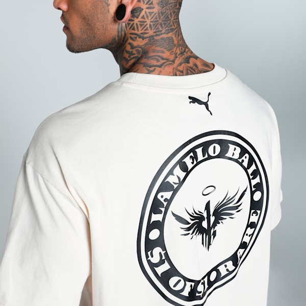 Melo Bucks Men's Oversized Fit Basketball Tee, Alpine Snow, extralarge-IND