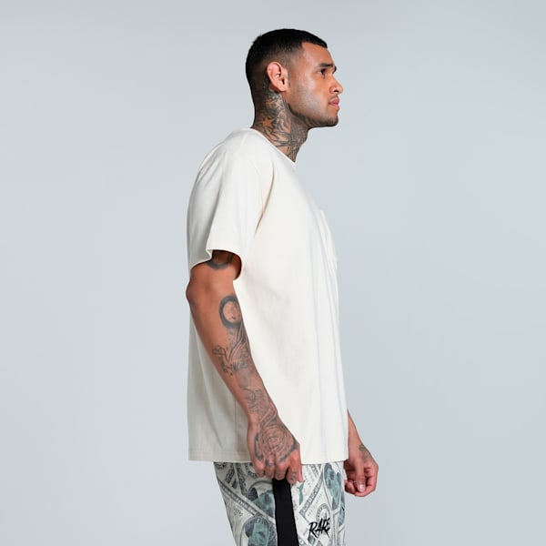 Melo Bucks Men's Oversized Fit Basketball Tee, Alpine Snow, extralarge-IND