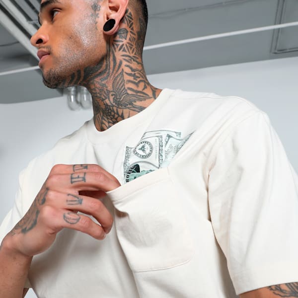 Melo Bucks Men's Oversized Fit Basketball Tee, Alpine Snow, extralarge-IND
