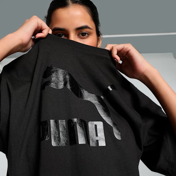 CLASSICS Logo Women's Oversized Tee, PUMA Black, extralarge-IND