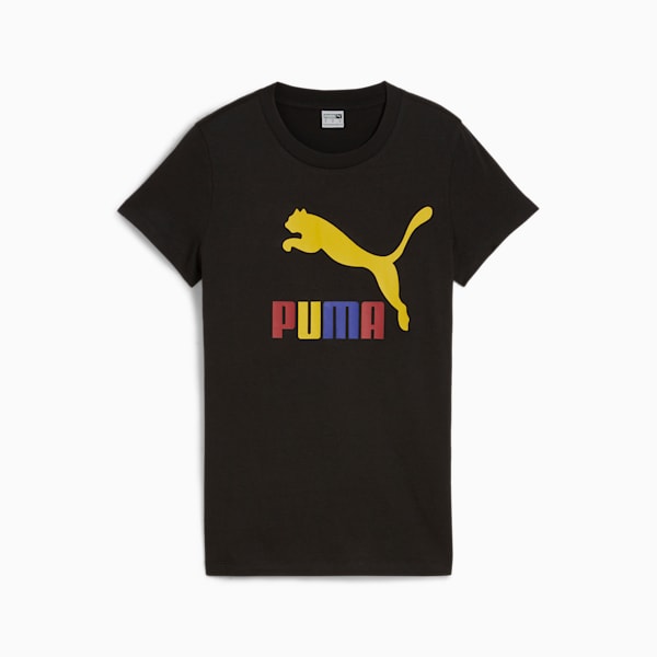 CLASSICS Logo Women's Tee, PUMA Black-Fresh Pear, extralarge